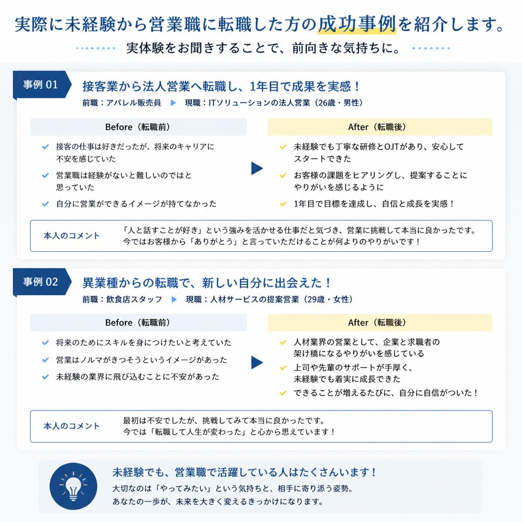 成功事例：未経験から営業職へ！