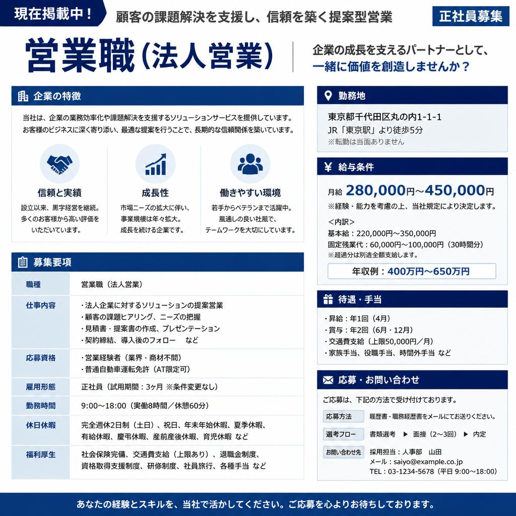 最新の営業職正社員求人情報