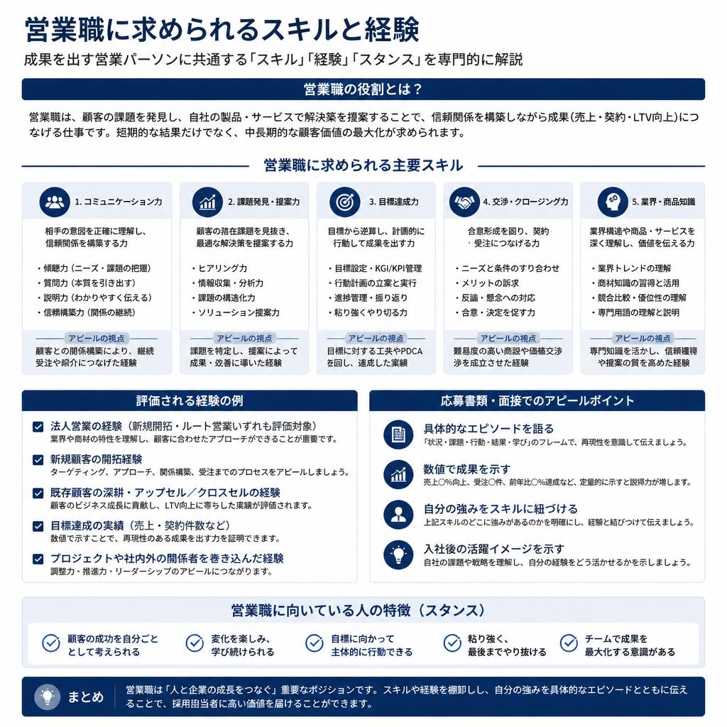 求められる営業職のスキルとは？