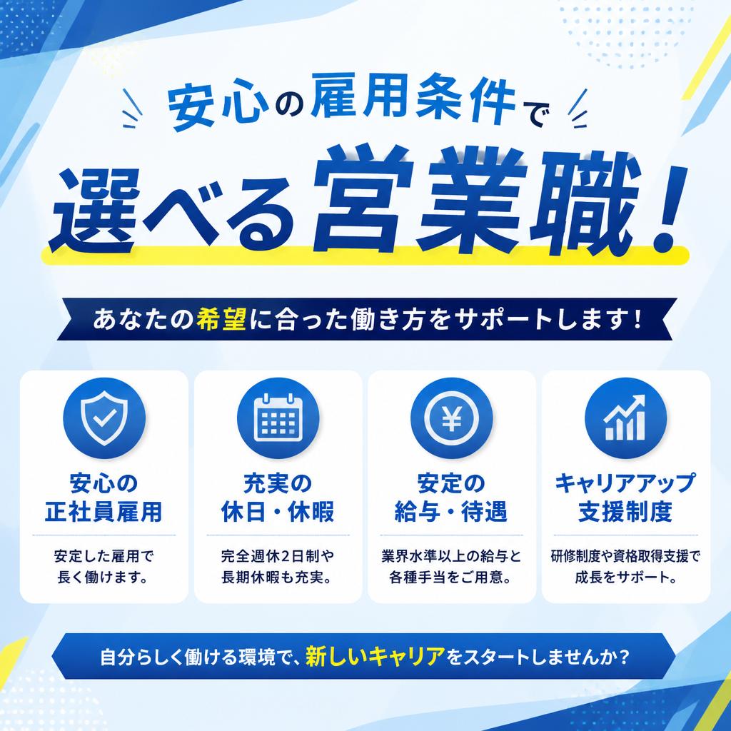 安心の雇用条件で選べる白岡市の営業職！