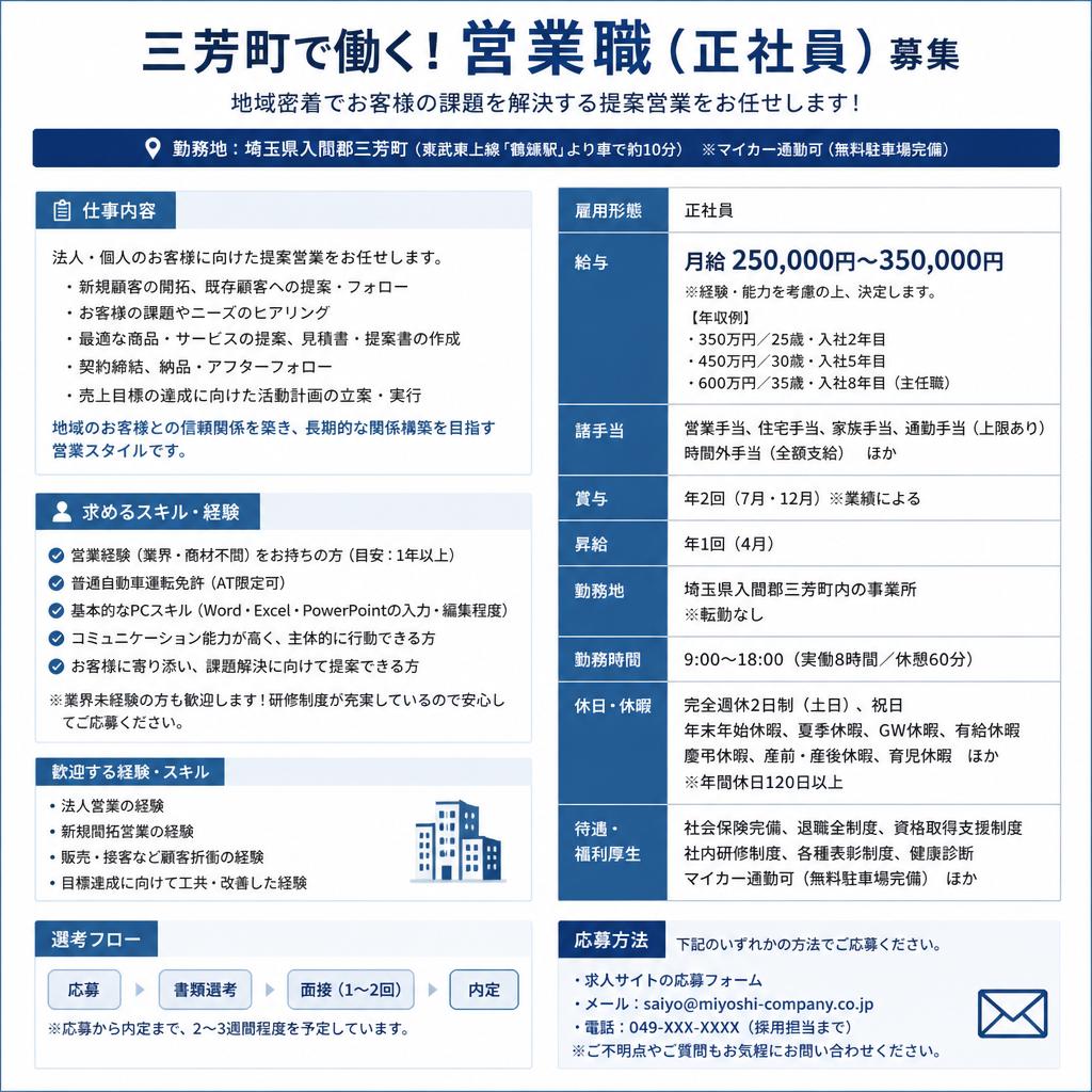営業職の正社員募集要項