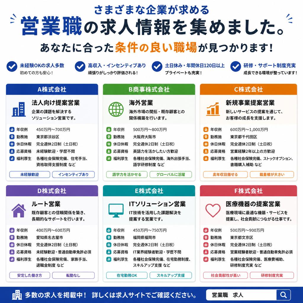 多様な営業職の求人情報