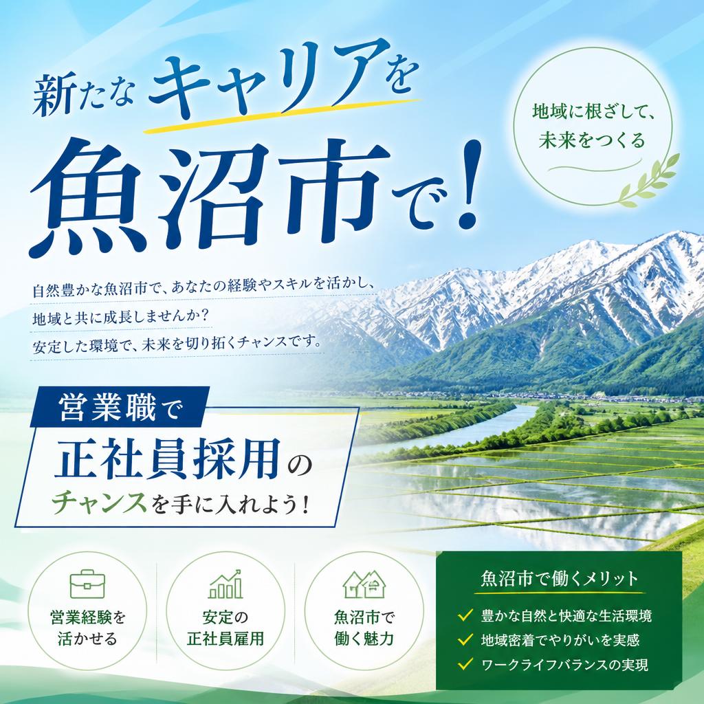 新たなキャリアを魚沼市で！営業職で正社員採用のチャンスを手に入れよう！