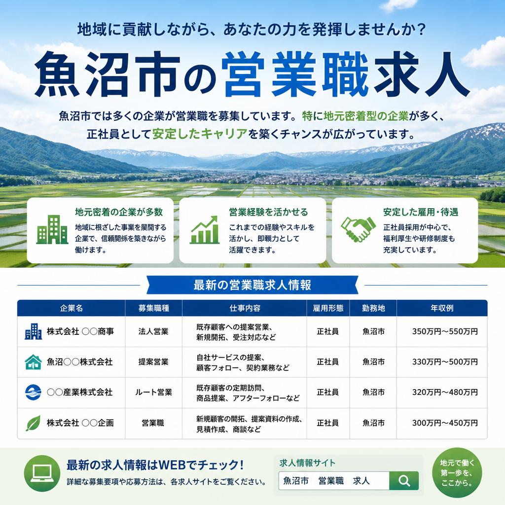 魚沼市での営業職の求人状況