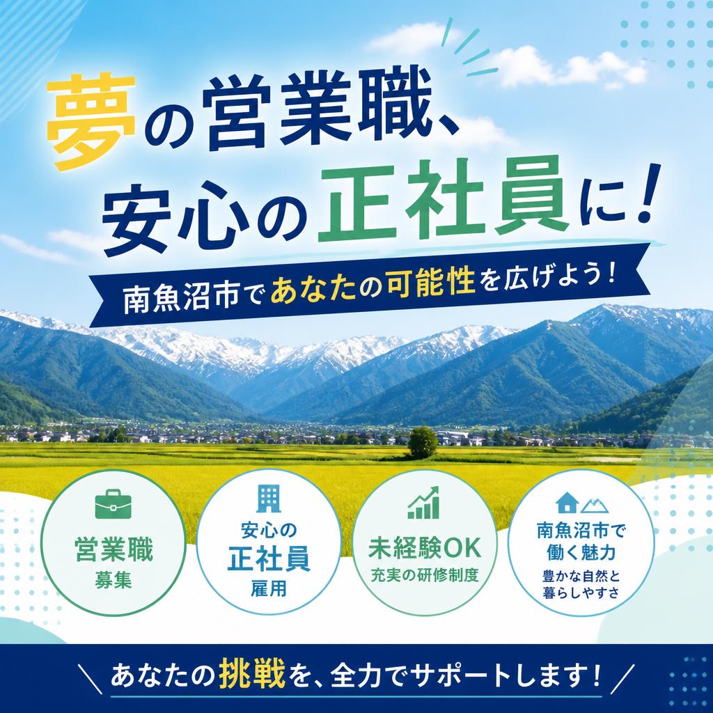 夢の営業職、安心の正社員に！南魚沼市であなたの可能性を広げよう！